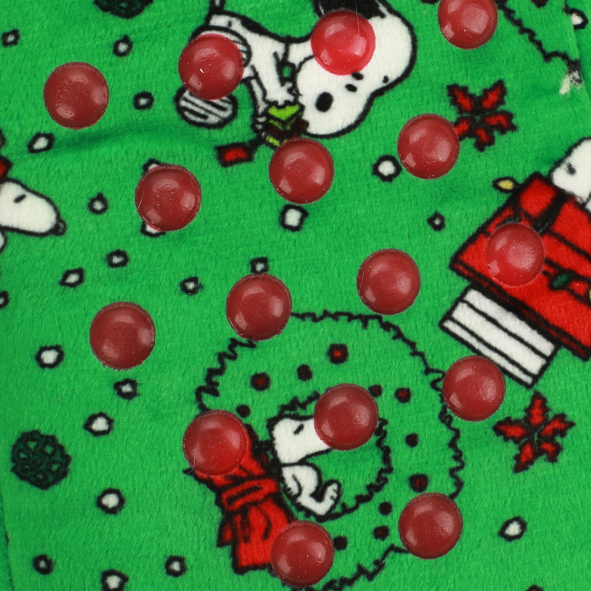 Peanuts Snoopy Holiday Print Youth Green Slipper Socks