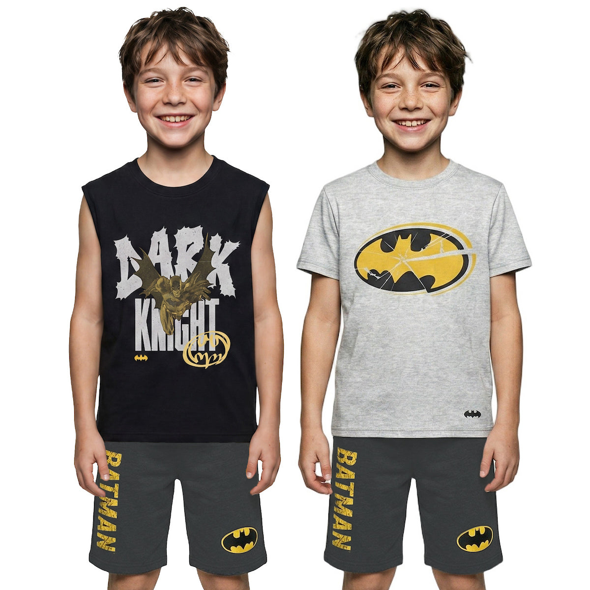 Batman Dark Knight Boy's 3-Pack Tee Muscle Shirt & Shorts Combo Set