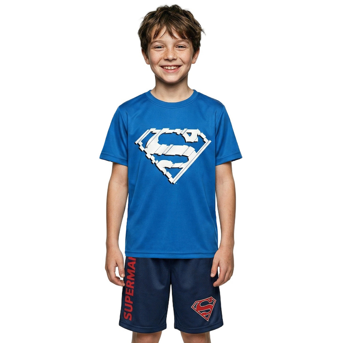 Superman Defender Of Justice Boy's 3-Pack Tee Muscle Shirt & Shorts Combo Set
