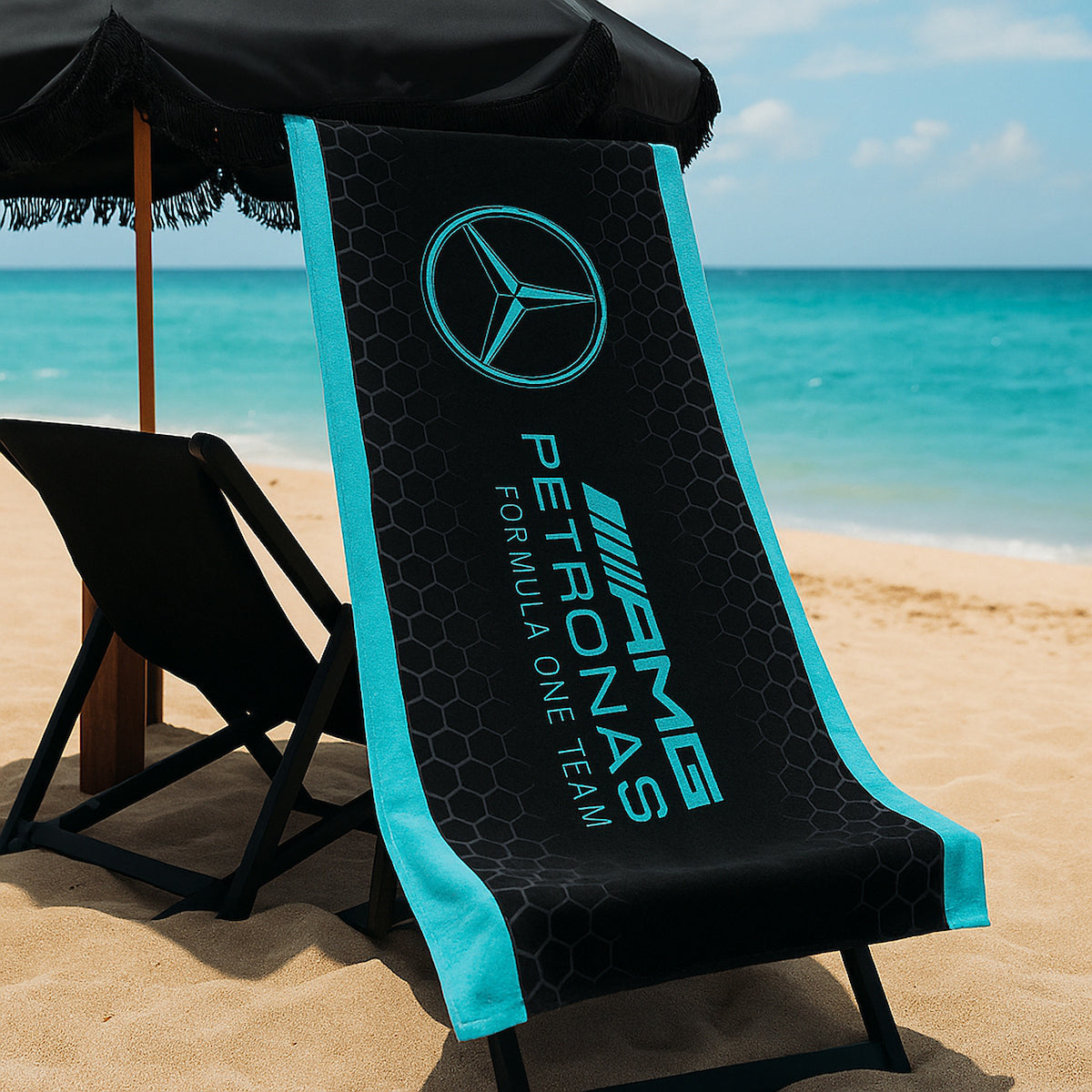 Official Mercedes F1 Towel | Super Soft Feel Formula One Team Design | Perfect For The Home Bath Beach & Swimming Pool | One Size 30 x 59” | 100% Cotton