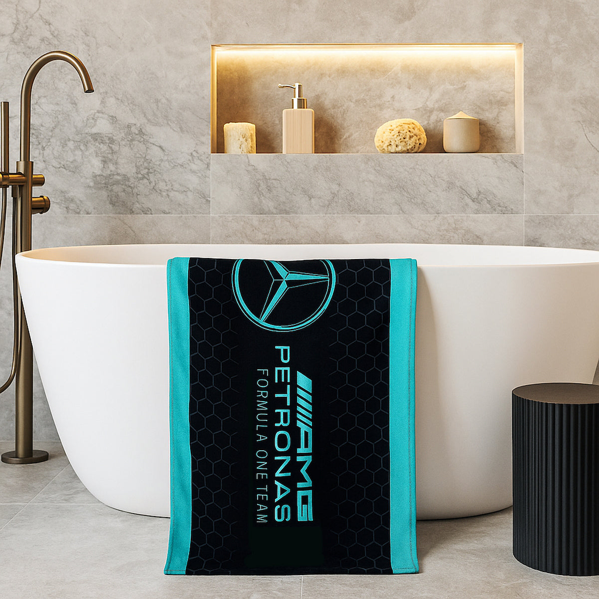 Official Mercedes F1 Towel | Super Soft Feel Formula One Team Design | Perfect For The Home Bath Beach & Swimming Pool | One Size 30 x 59” | 100% Cotton