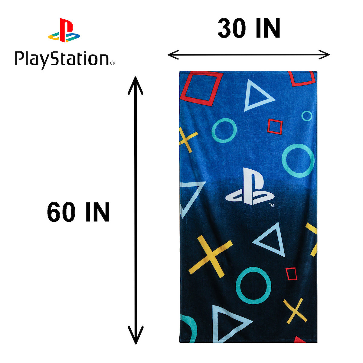Official Sony PlayStation Towel | Super Soft Feel PS5 Gaming Design | Perfect For Home Bath Beach & Swimming Pool | One Size 30 x 59” | 100% Cotton
