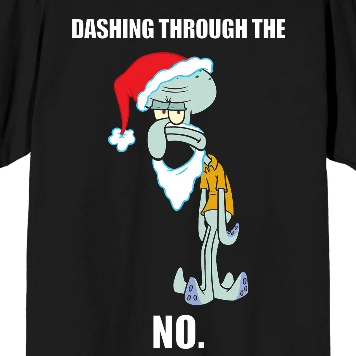 Spongebob Squarepants Squidward Dashing Through The No Crew Neck Short Sleeve Men's Black T-shirt