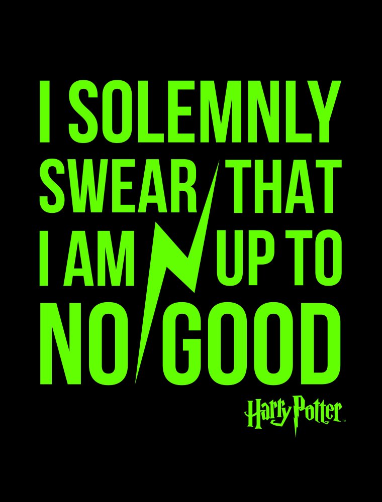 Harry Potter I Solemnly Swear Neon Green Text Black T-shirt Toddler Boy to Youth Boy