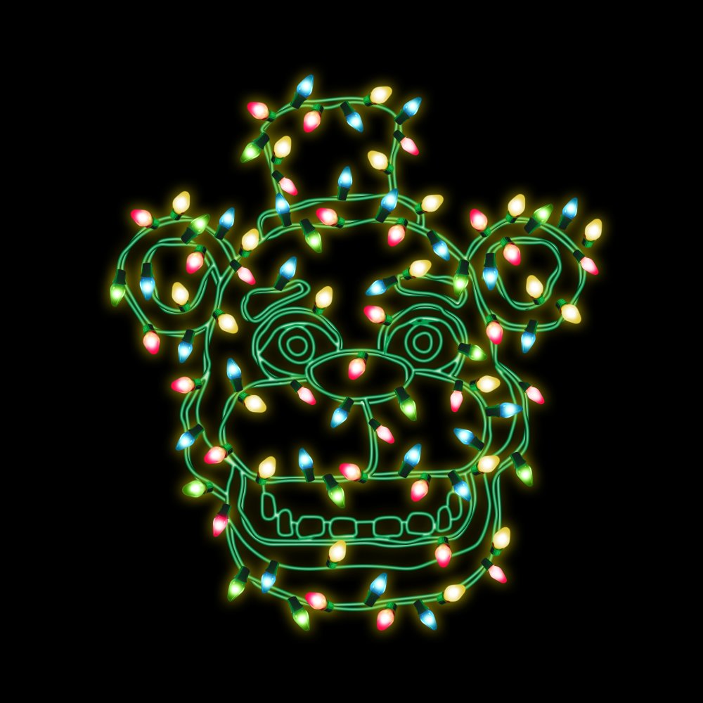 Five Nights at Freddy's Christmas Lights Freddy Face Boy's Black T-shirt