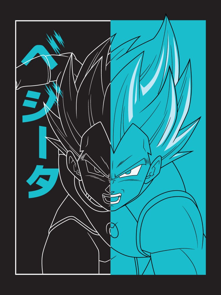 Dragon Ball Z Super Two-Toned Anime Men's Black T-Shirt