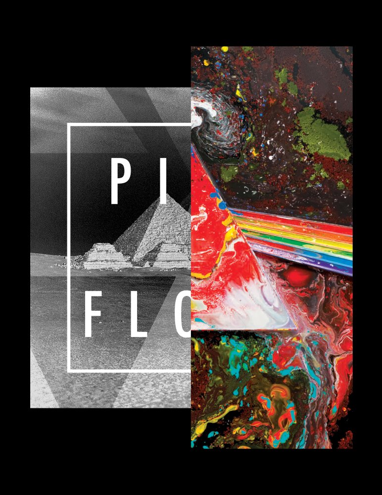 Pink Floyd Black and White and Rainbow Split Men's Black T-shirt