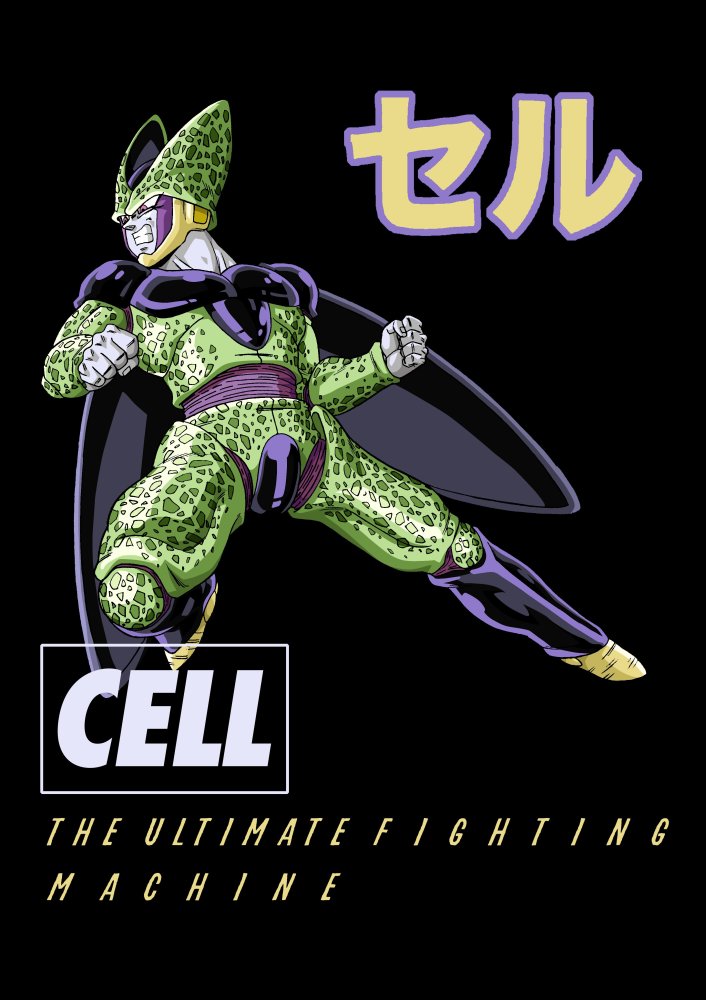 Dbz Cell Men's Black Crew Neck Tee