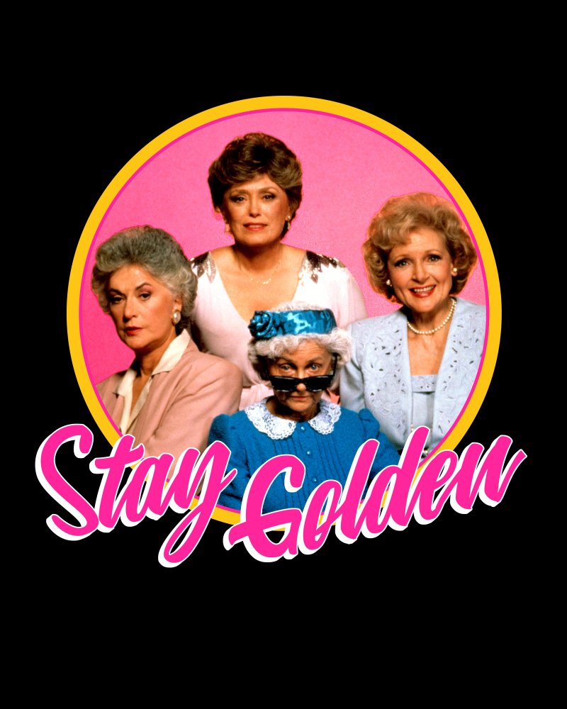 Men's Golden Girls Character Group Circle Frame Charcoal Graphic Tee Shirt