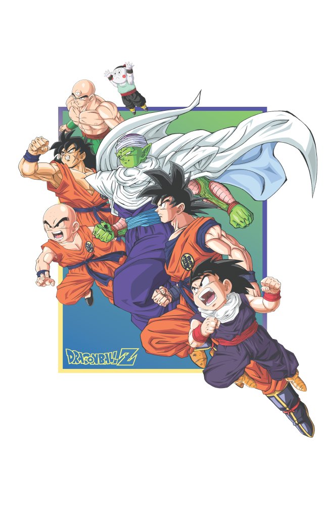Dragon Ball Z Group Gradient Men's White T-Shirt