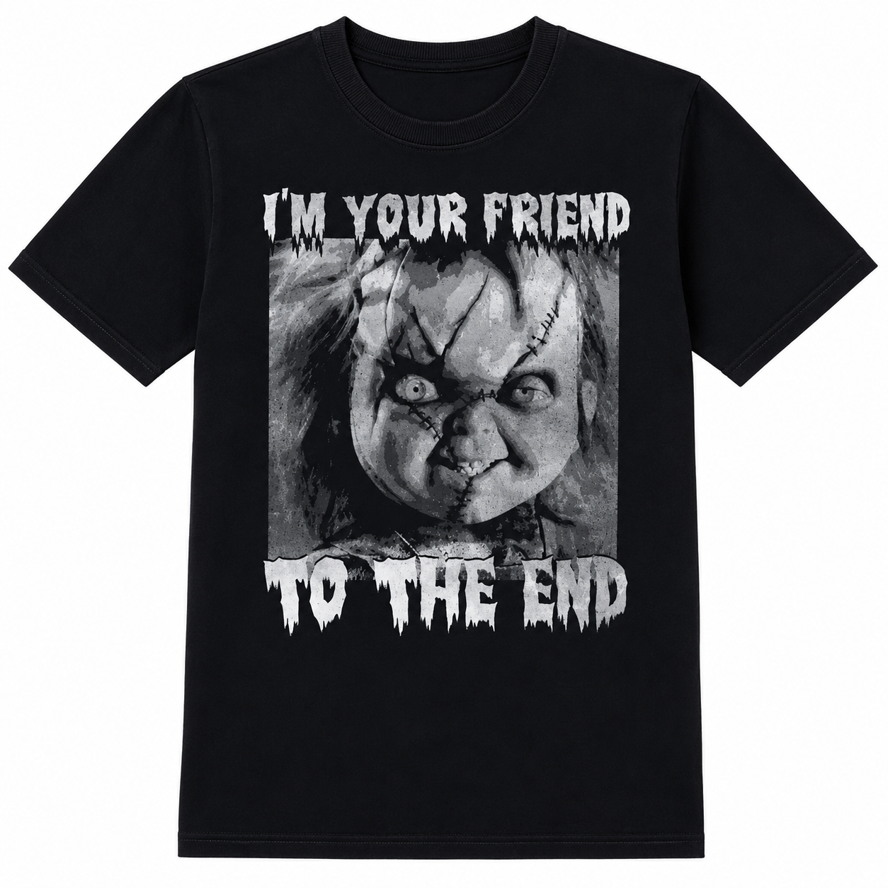 Chucky Friend To the End Men's Black Graphic Tee