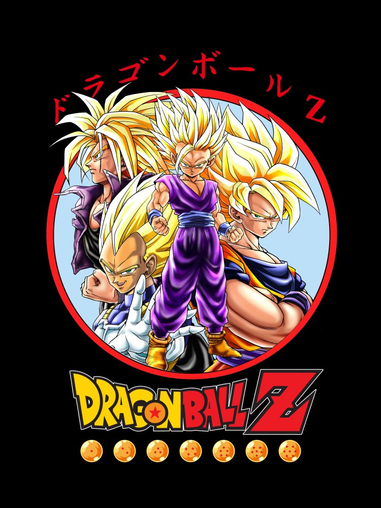 Dragon Ball Z Anime Characters Group Shot Mens Black Graphic Tee Shirt