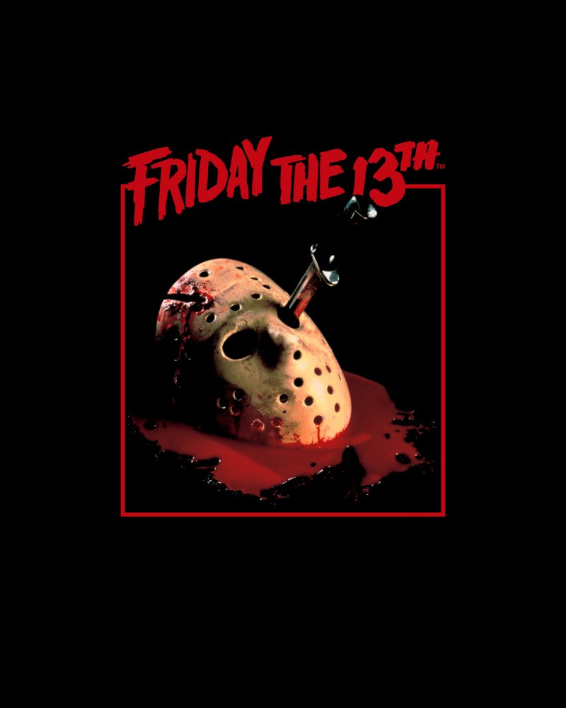 Friday the 13th Horror Movie Jason Bloody Mask Mens Black Graphic Tee Shirt