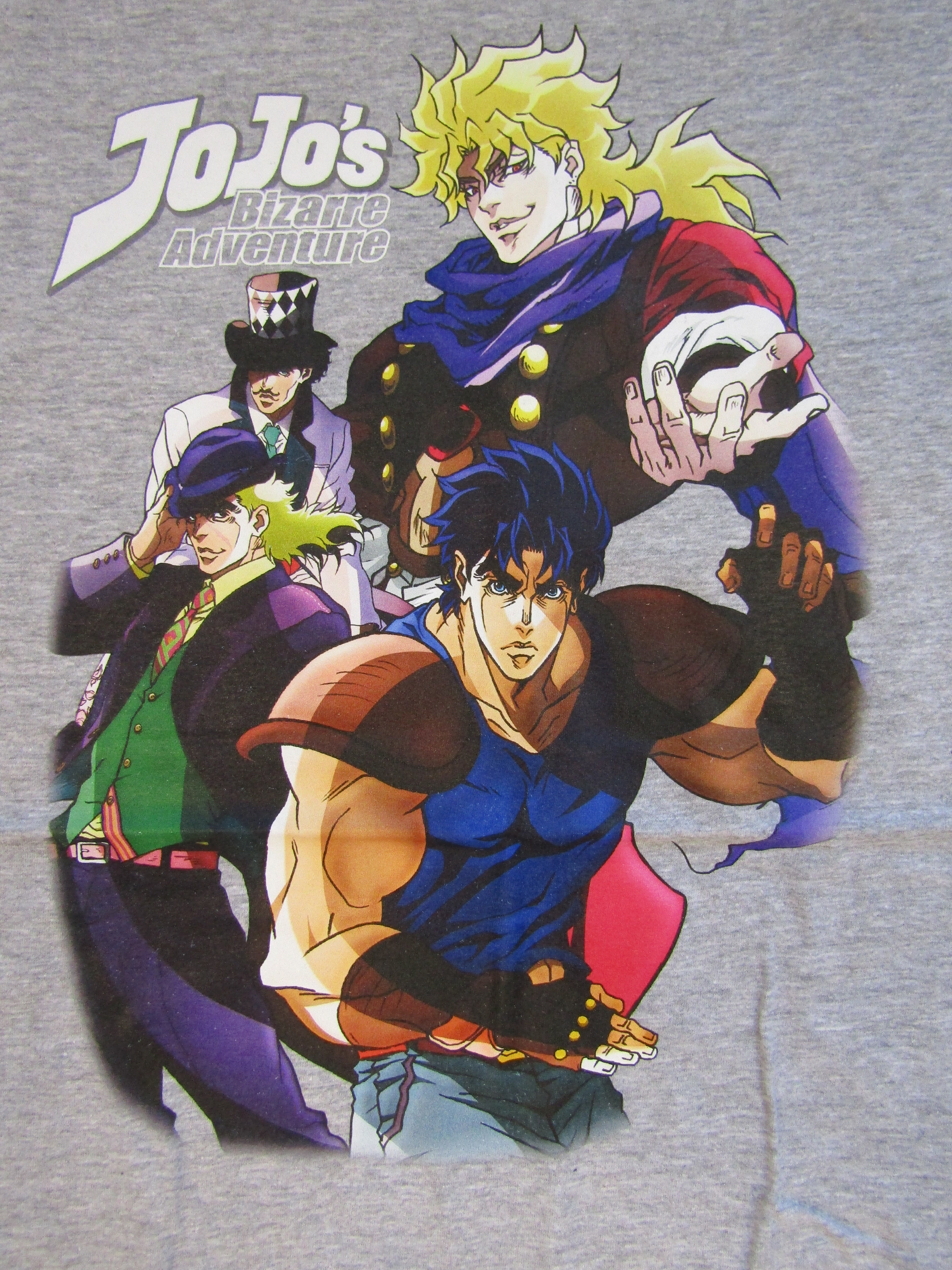 Jojos Bizarre Adventures Anime Cartoon Characters Men's Grey Graphic Tee Shirt