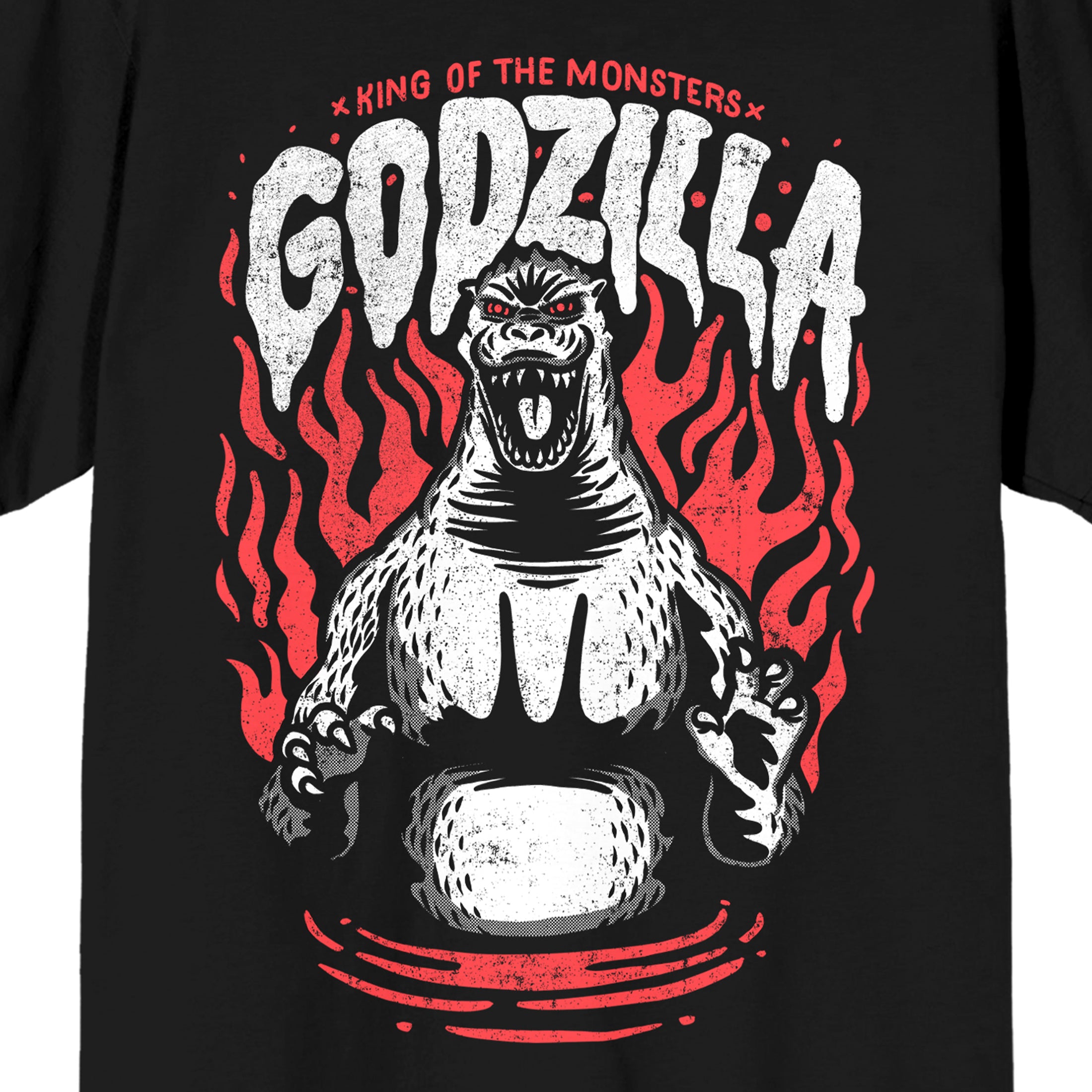 Godzilla Monster Flames Men's Black Short Sleeve Performance Tee