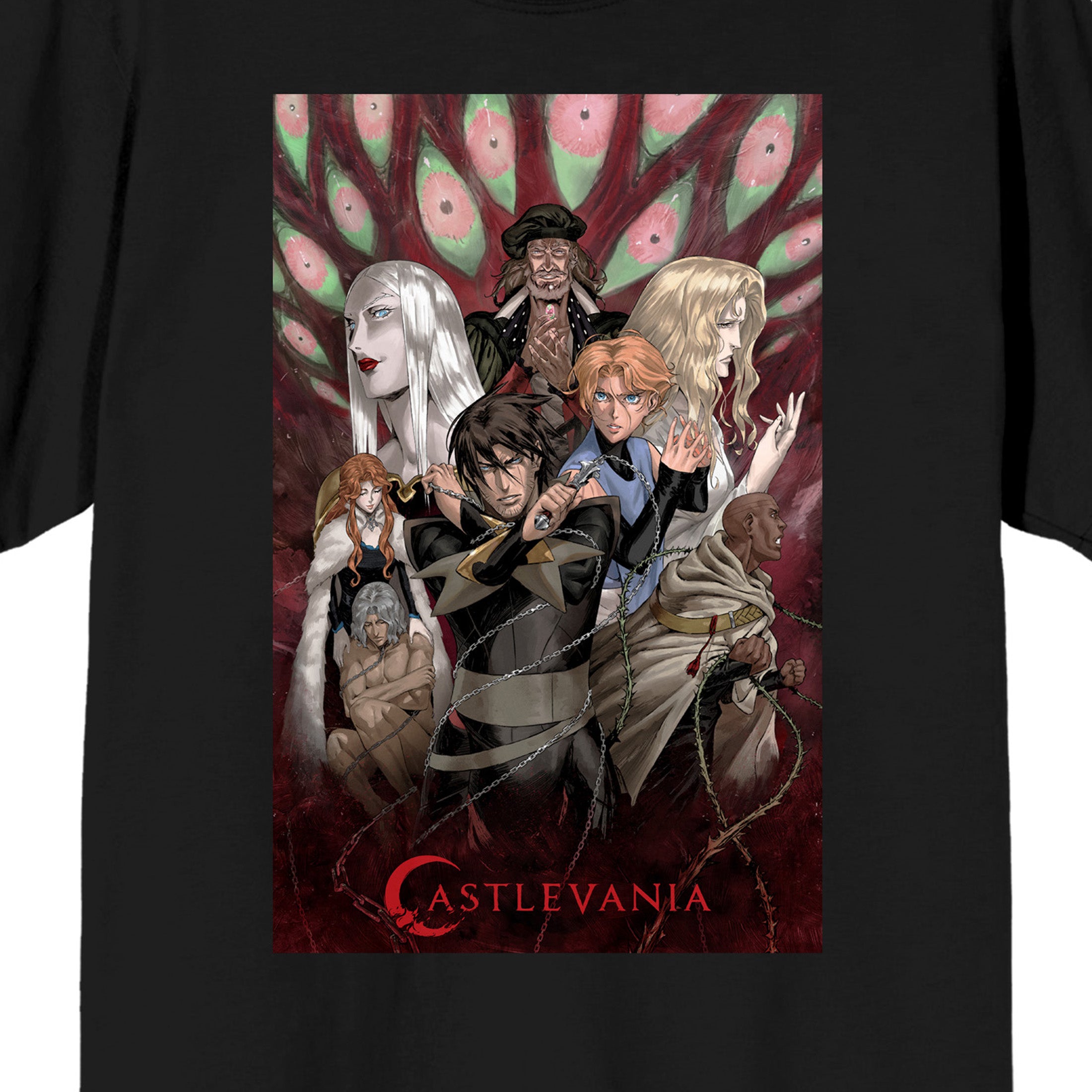 Castlevania Title Logo and Characters Adult Black Short Sleeve Tee