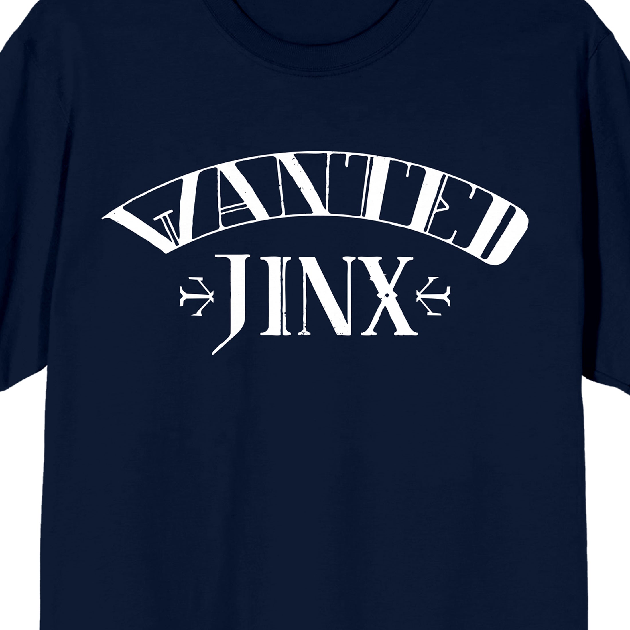 League of Legends Arcane 'Wanted Jinx' Adult Navy Crew Neck Short Sleeve T-Shirt