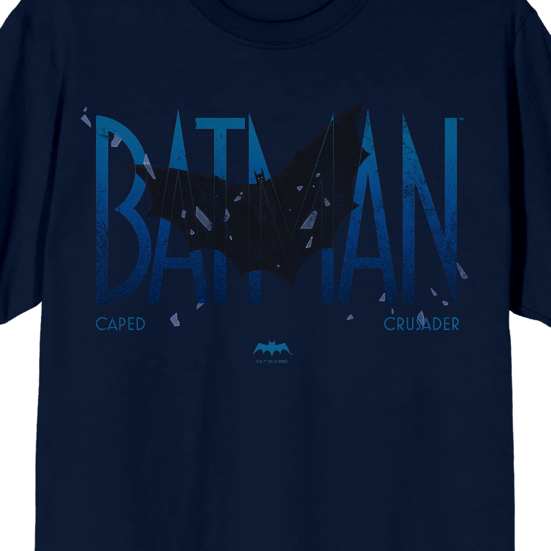 Batman Caped Crusader Batman Silhouette Adult Navy Crew Neck Short Sleeve T-shirt