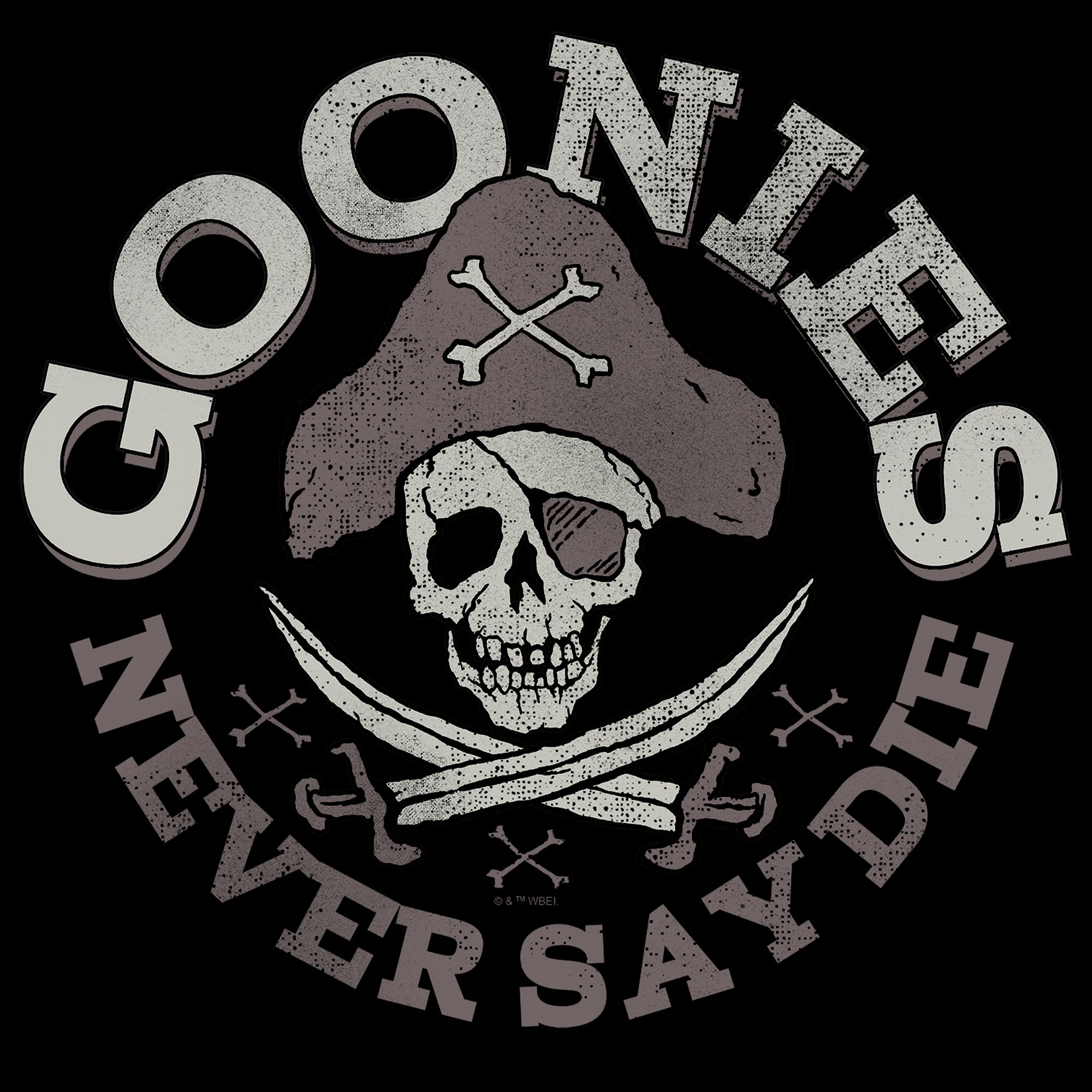 The Goonies Pirate Flag Never Say Die Adult Black Crew Neck Short Sleeve T-shirt