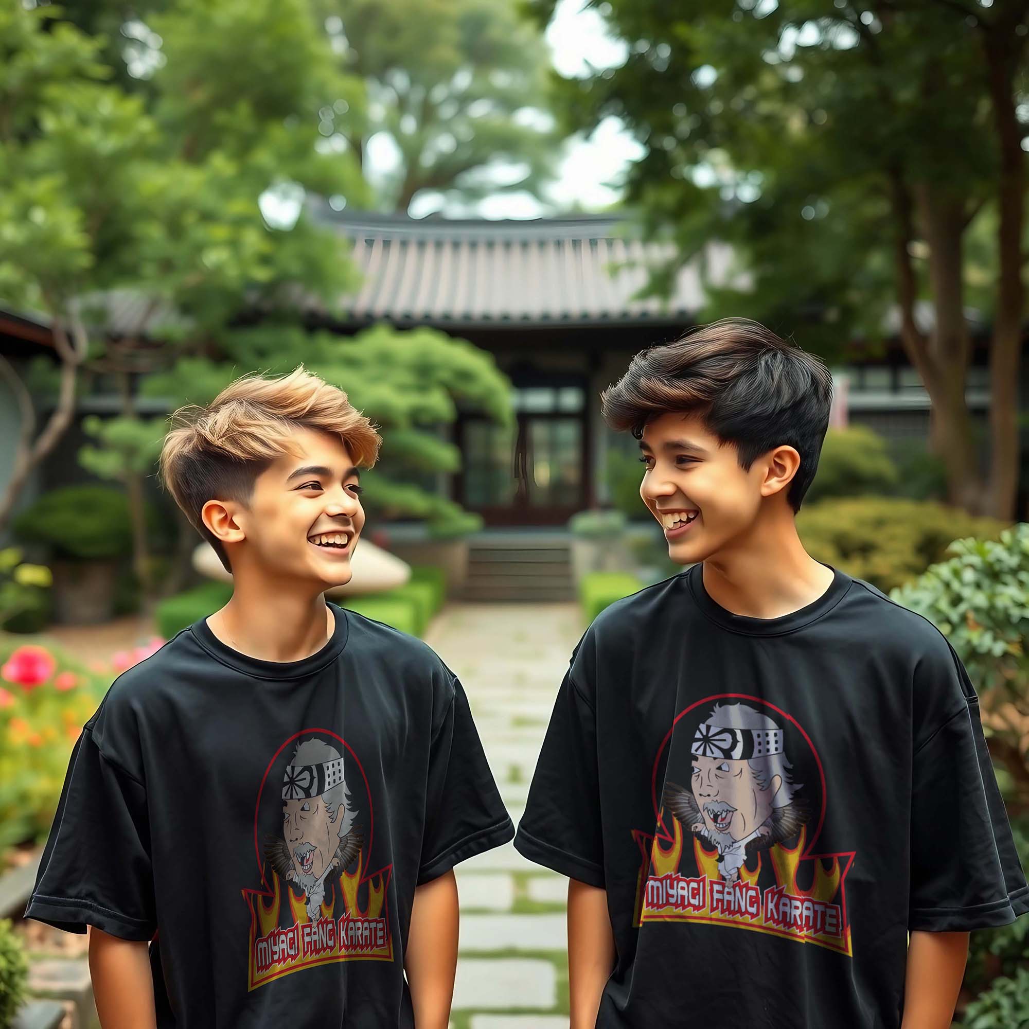 Cobra Kai Miyagi Fang Karate Adult Black Short Sleeve Tee