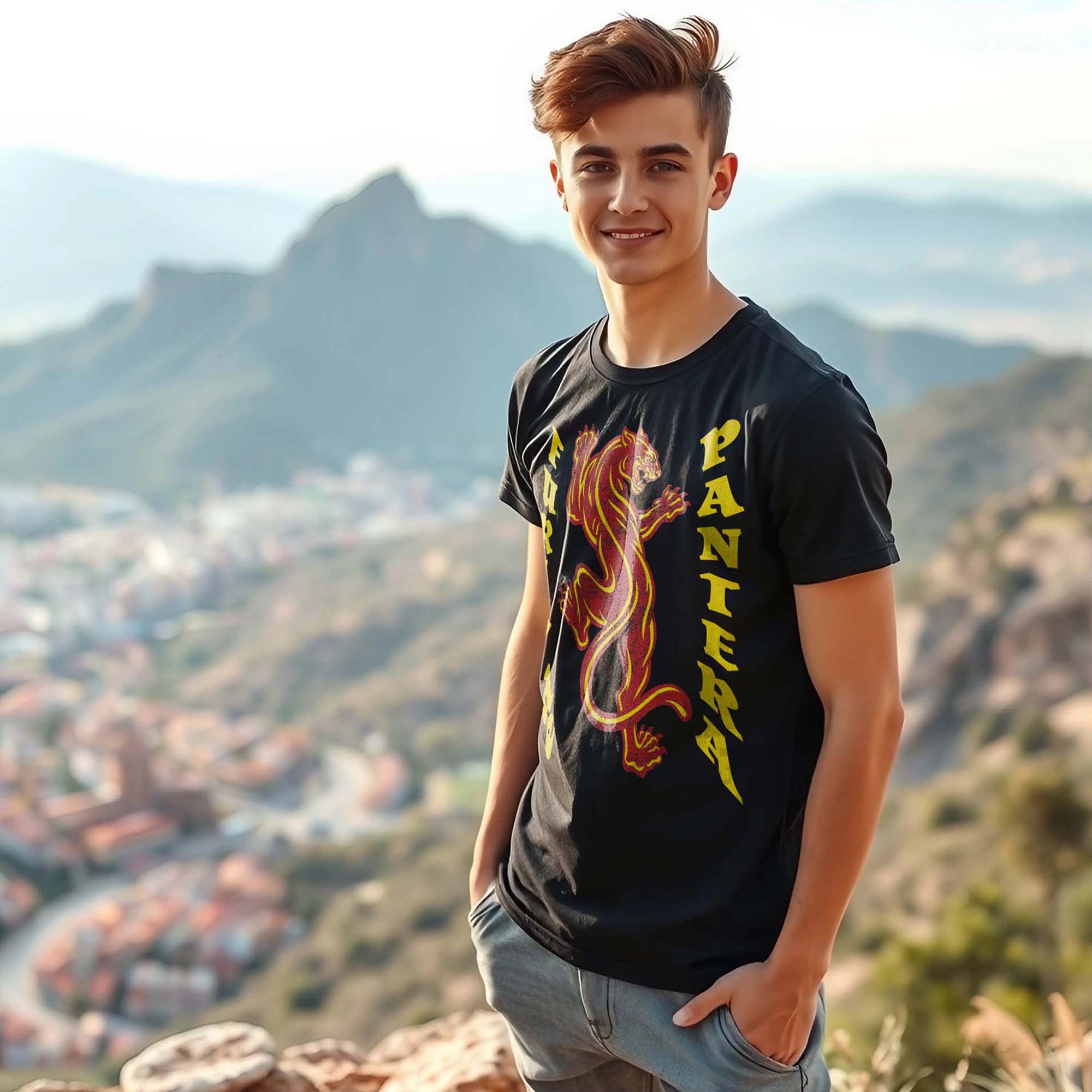 Cobra Kai Furia De Pantera Adult Black Crew Neck Short Sleeve T-shirt