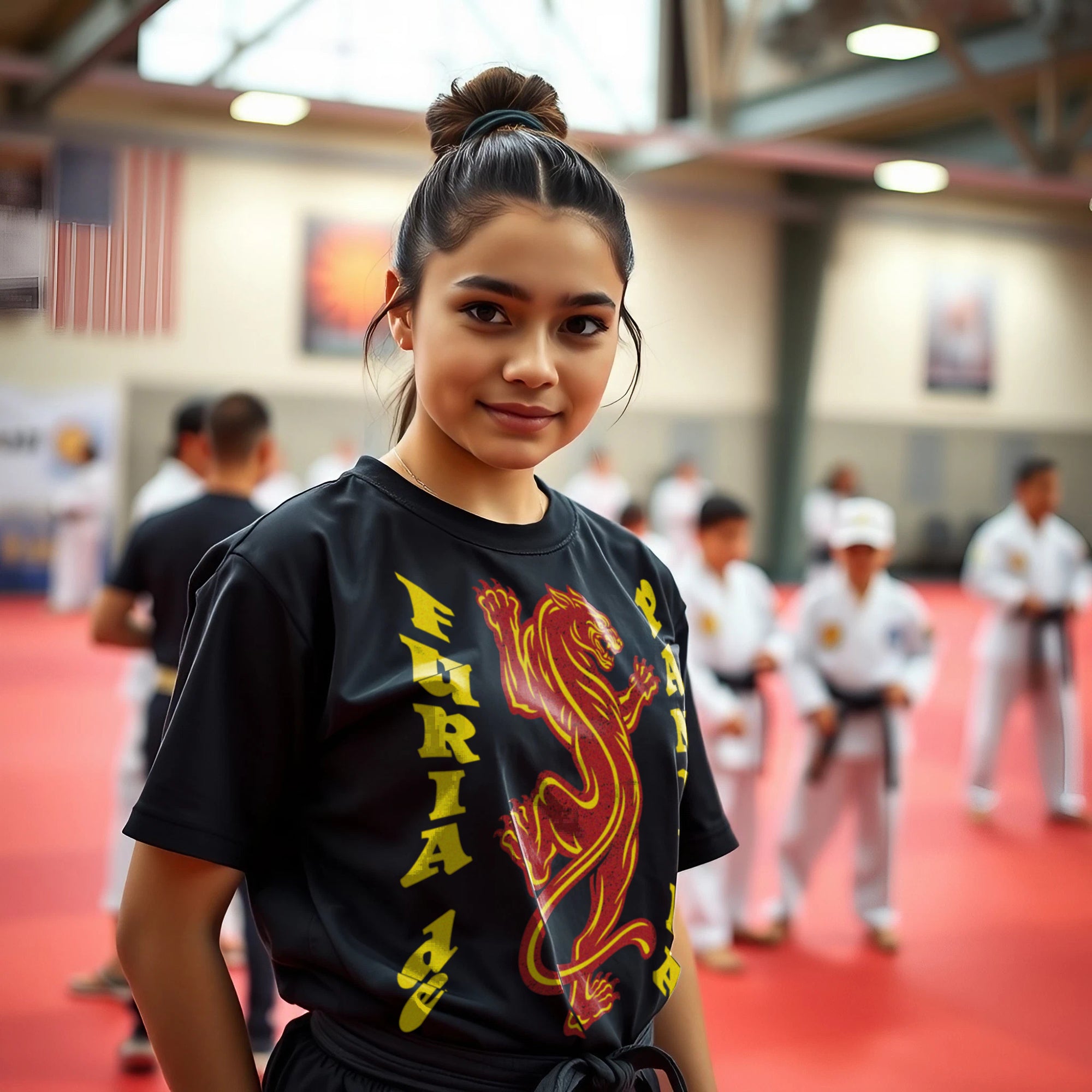 Cobra Kai Furia De Pantera Adult Black Crew Neck Short Sleeve T-shirt