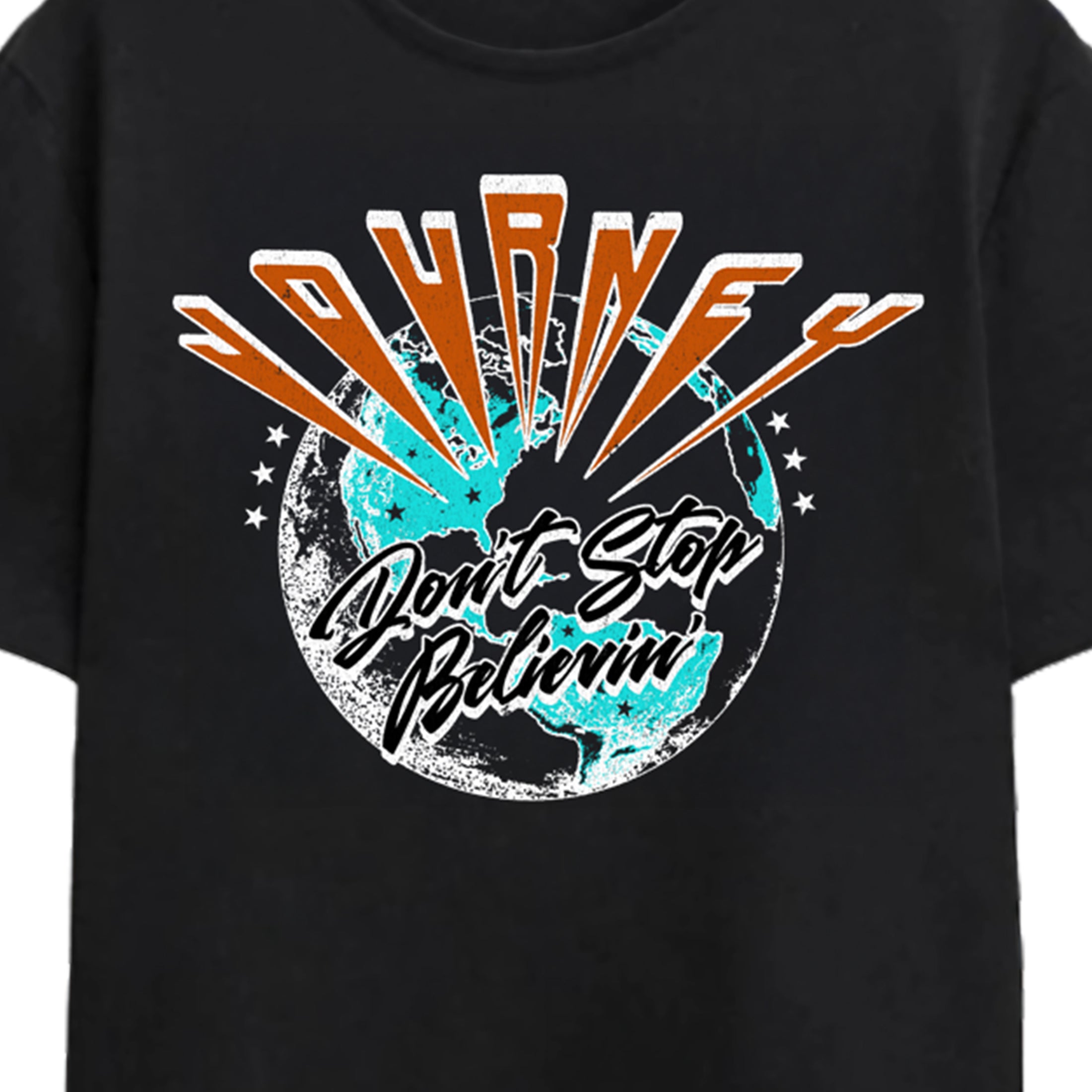 Journey Don't Stop Believin' Globe Tour Adult Black Crew Neck Short Sleeve T-shirt