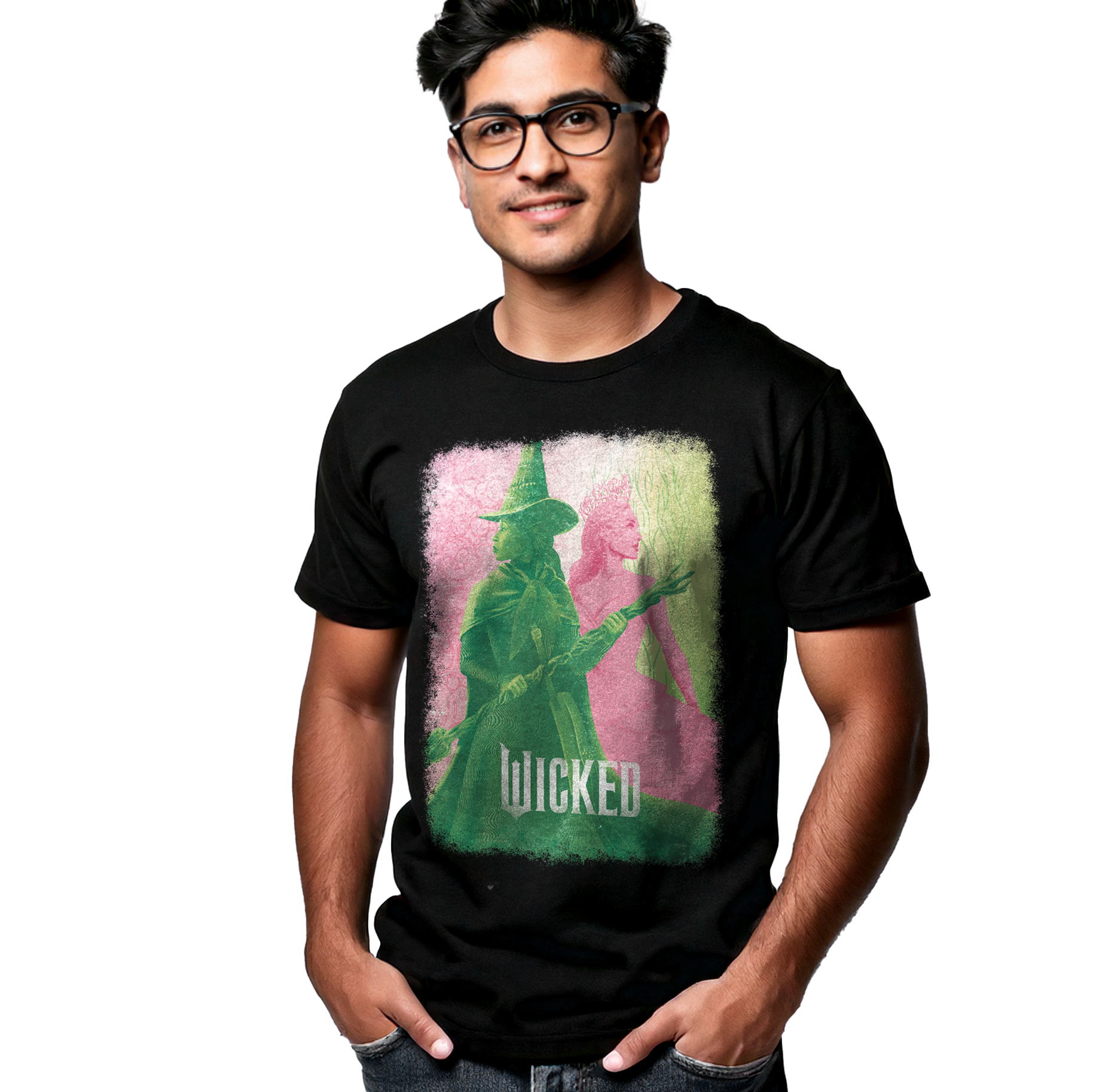 Wicked: Part 1 Duo in Color on Black Short Sleeve Adult T-Shirt