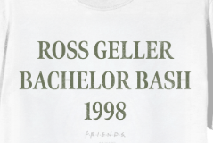 Friends TV Ross Geller Bachelor Bash 1998 Adult White Crew Neck Short Sleeve T-shirt