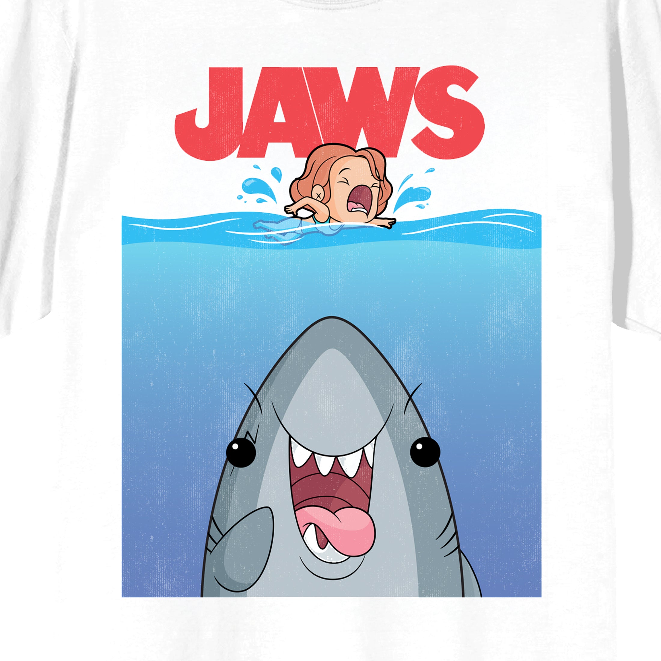 Jaws Franchise Kawaii Poster on white Adult Crew Neck Short Sleeve T-shirt