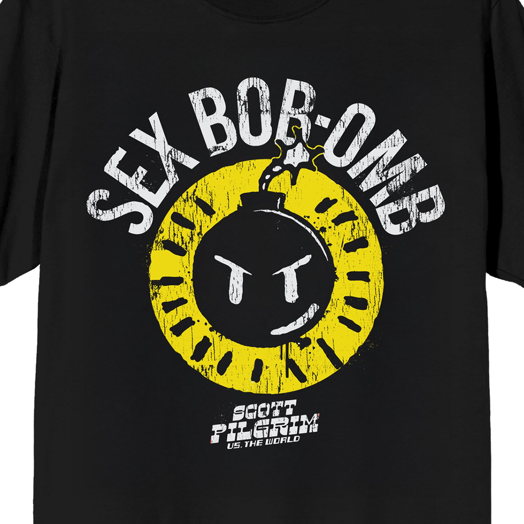 Scott Pilgrim vs. The World $ex Bob Omb Adult Black Crew Neck Short Sleeve Tee