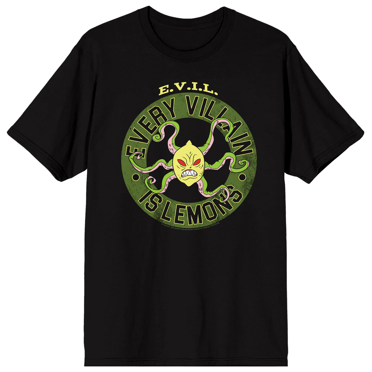 Spongebob Squarepants Every Villain Is Lemons Adult Black Crew Neck Short Sleeve T-shirt