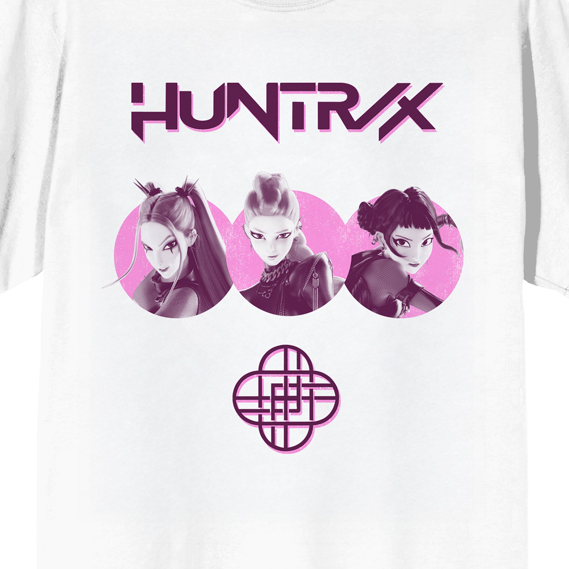 KPop Demon Hunters Huntrix Trio Close Up on White Short Sleeve Adult T Shirt