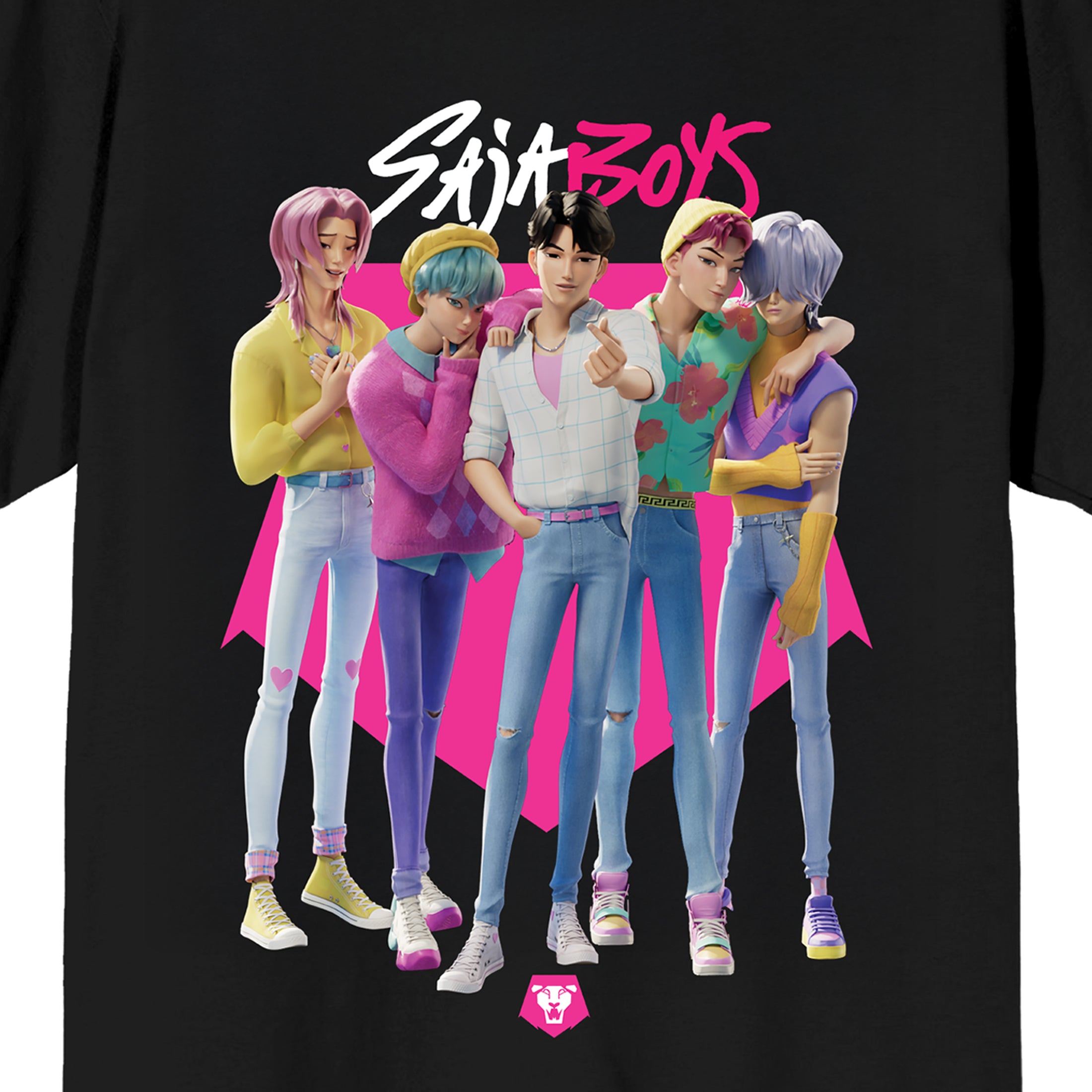 KPop Demon Hunters Saja Boys on Black Short Sleeve Adult T Shirt