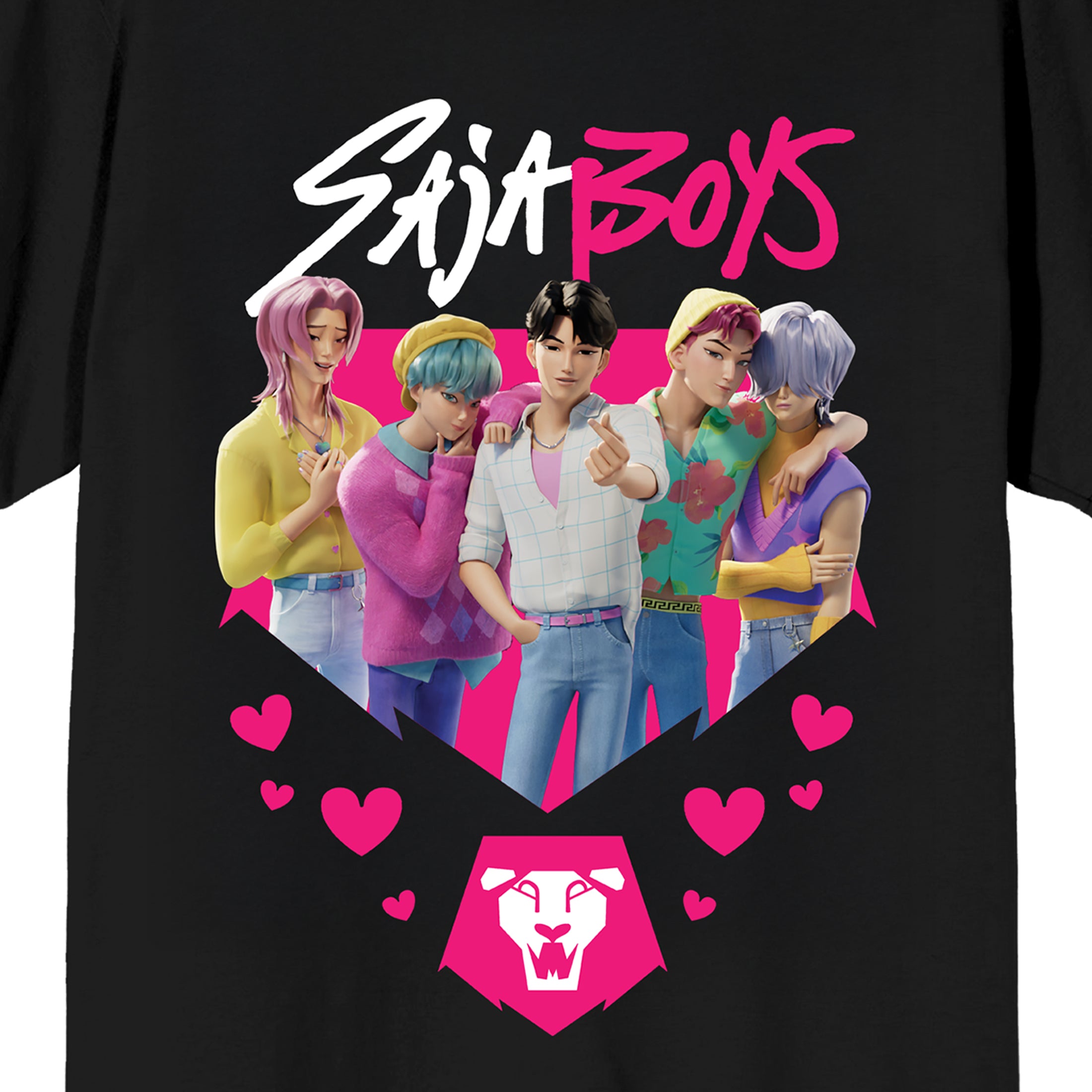 KPop Demon Hunters Saja Boys Heart on Black Short Sleeve Adult T Shirt