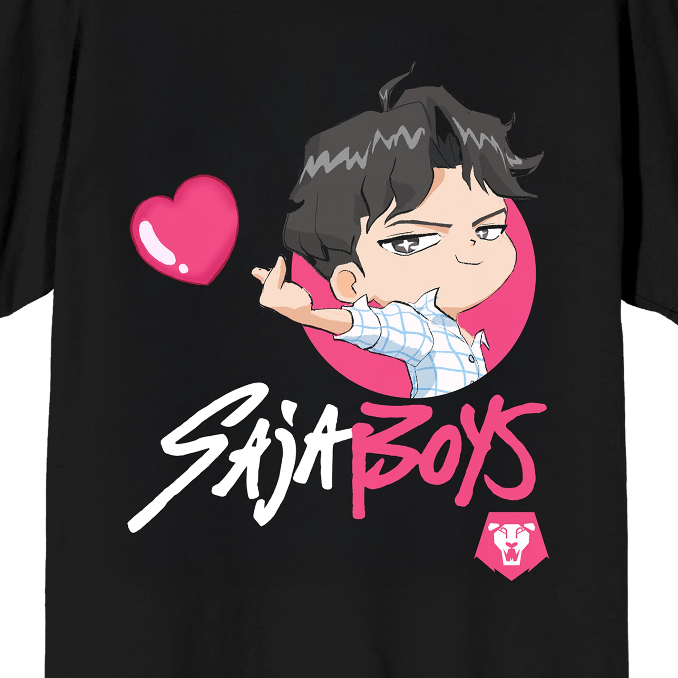 KPop Demon Hunters Saja Boys Jinu Heart on Black Short Sleeve Adult T Shirt