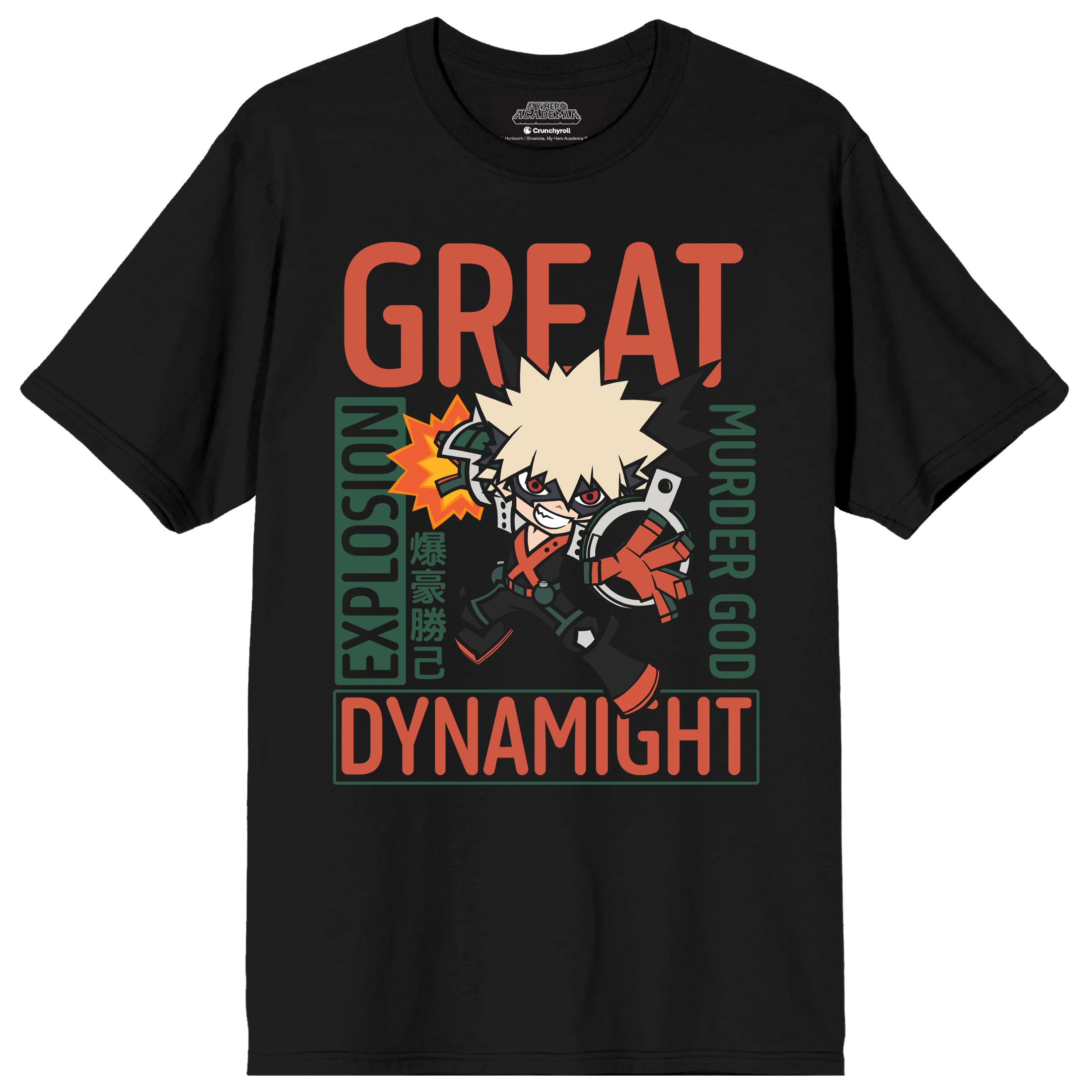 My Hero Academia Great Dynamight Adult Black Crew Neck Short Sleeve T-shirt