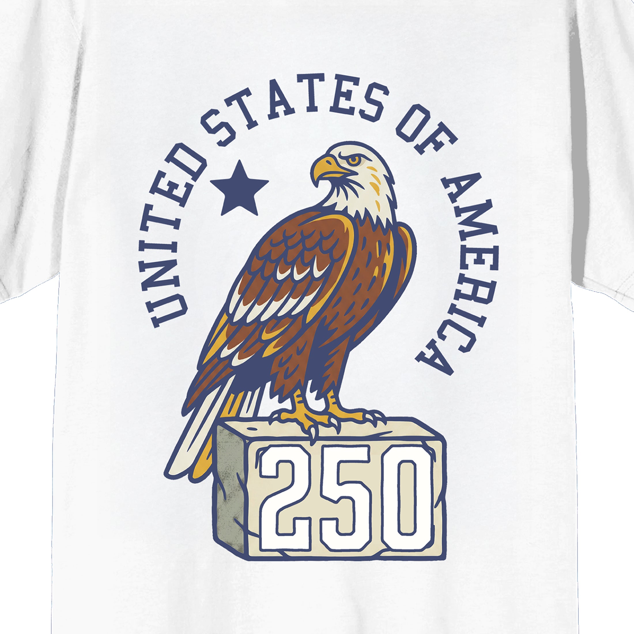 USA 250th Birthday Eagle Adult White Short Sleeve Tee