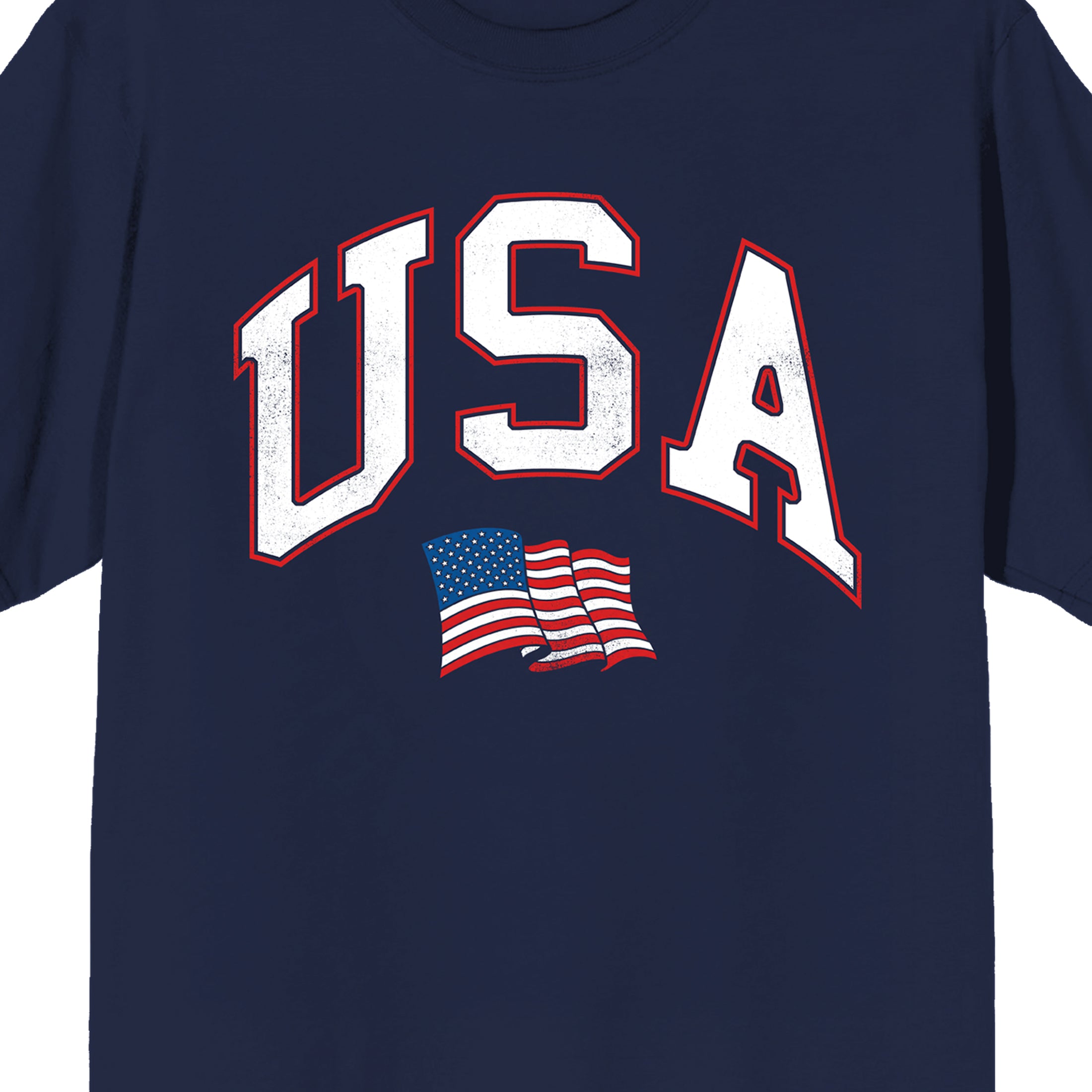 USA American Flag Adult Navy Blue Short Sleeve Tee