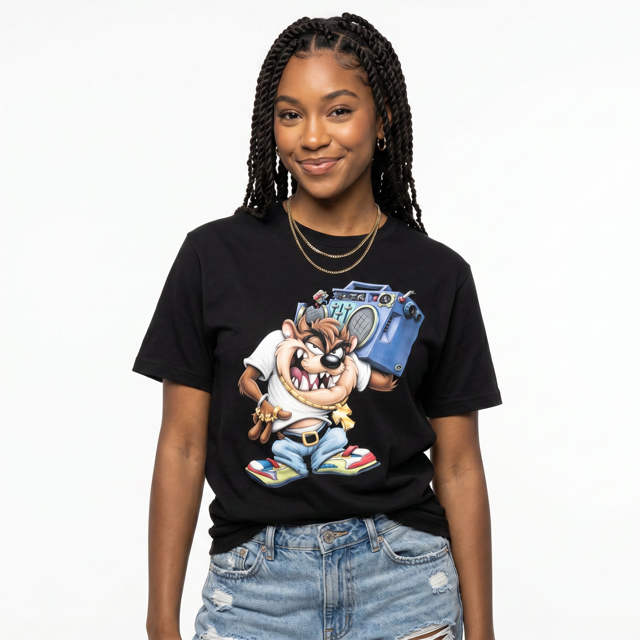 Looney Tunes Boombox Taz Bling Short Sleeve Tee for Adults