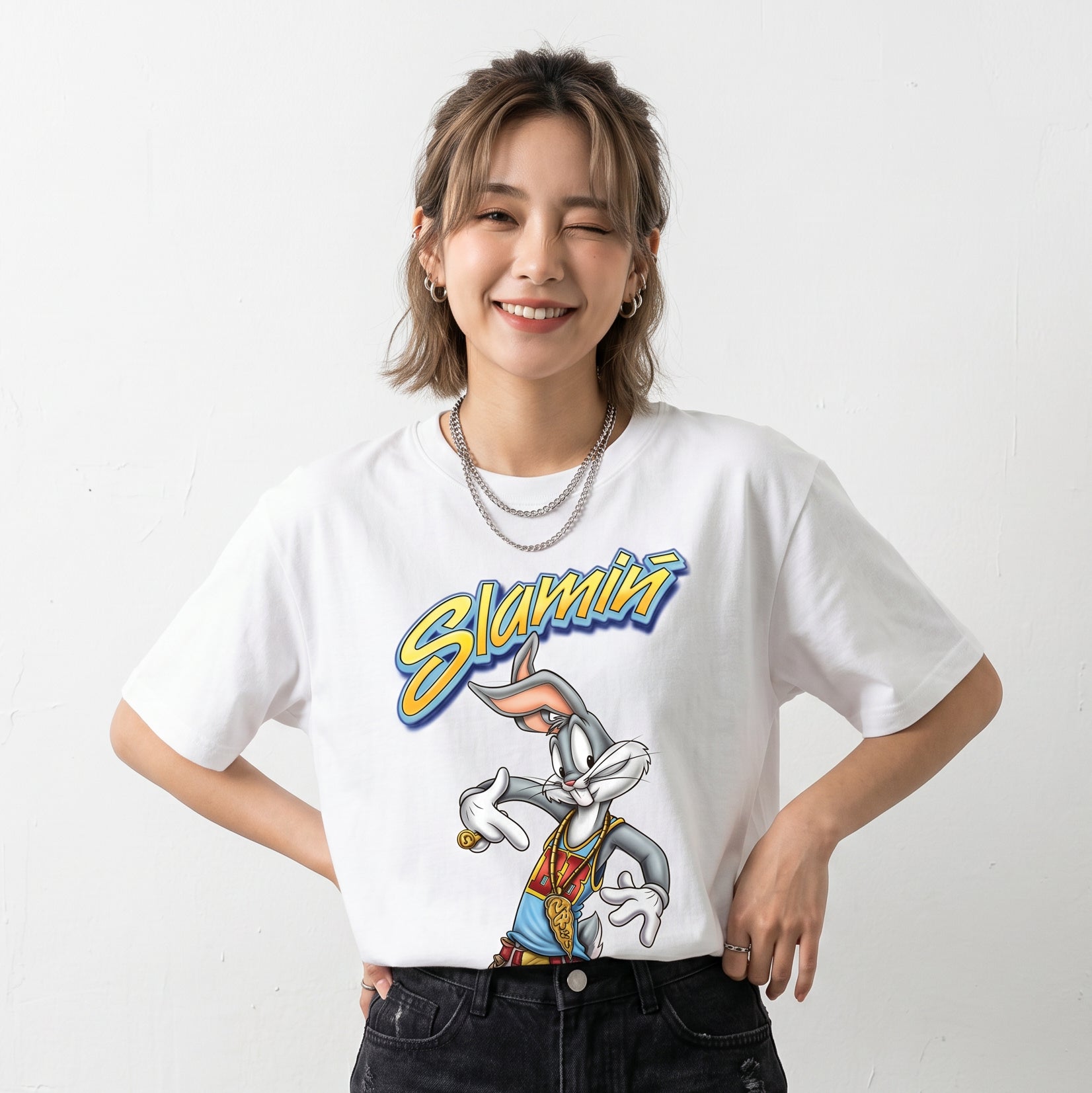 Looney Tunes Slammin Bugs Bling Short Sleeve Tee for Adults