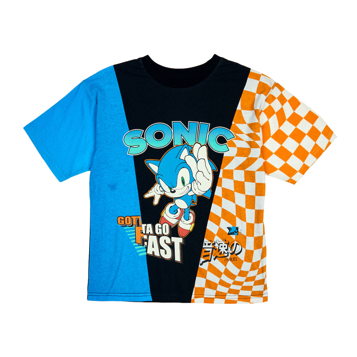 Sonic The Hedgehog Gotta Go Fast Crew Neck Short Sleeve Boy's Colorblock T-shirt