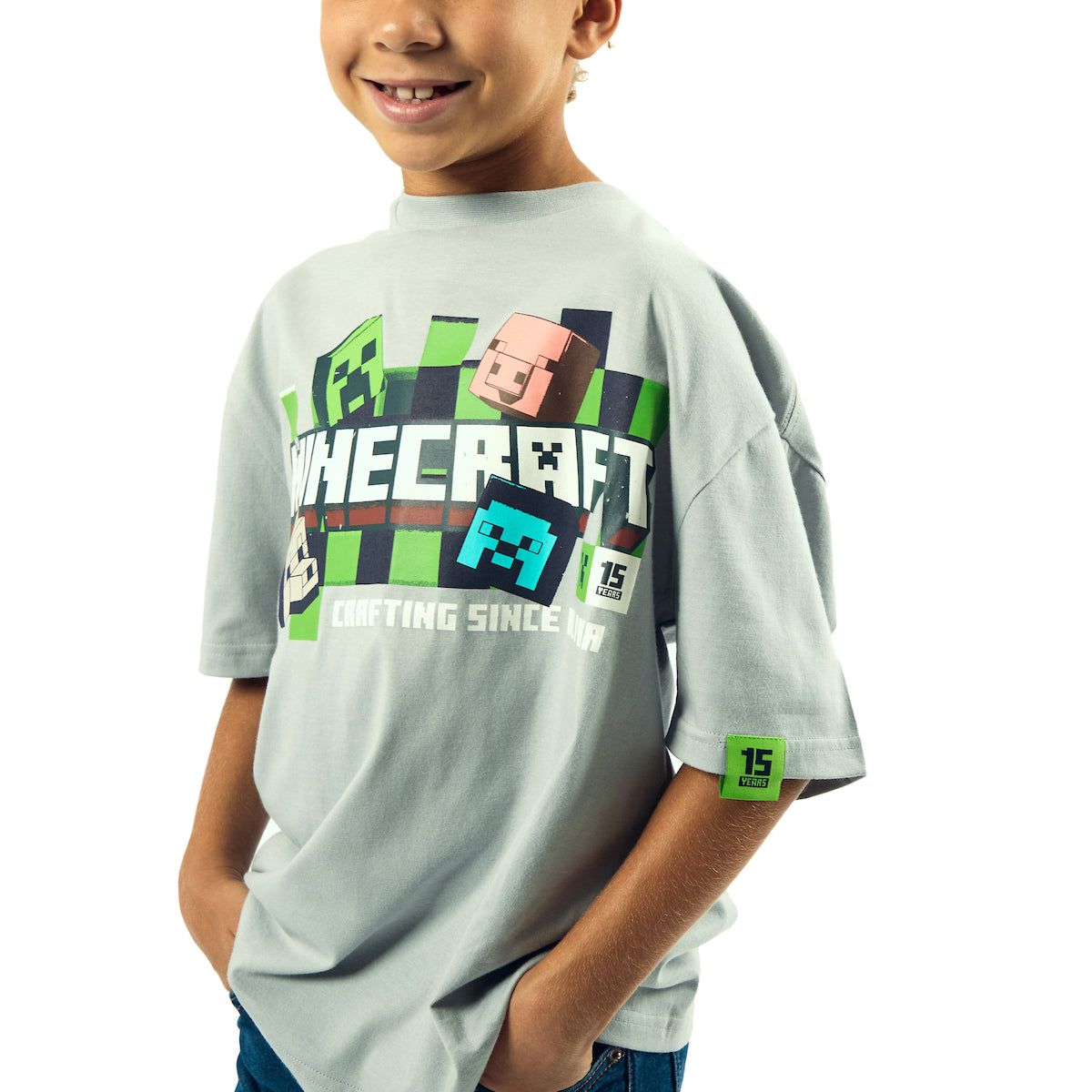 Minecraft Action Shots Youth 2-Pack Crew Neck Long Sleeve and Short Sleeve Tee