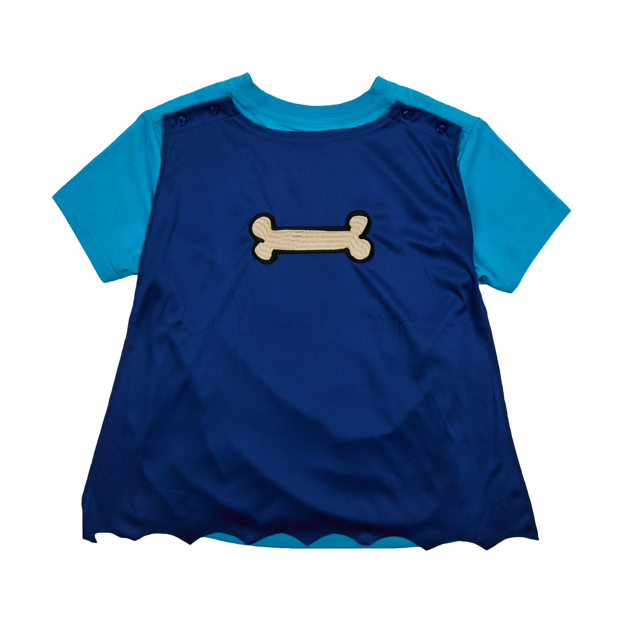 Dog Man Superhero Costume Boy's Blue Crew Neck Short Sleeve T-shirt With Detachable Cape