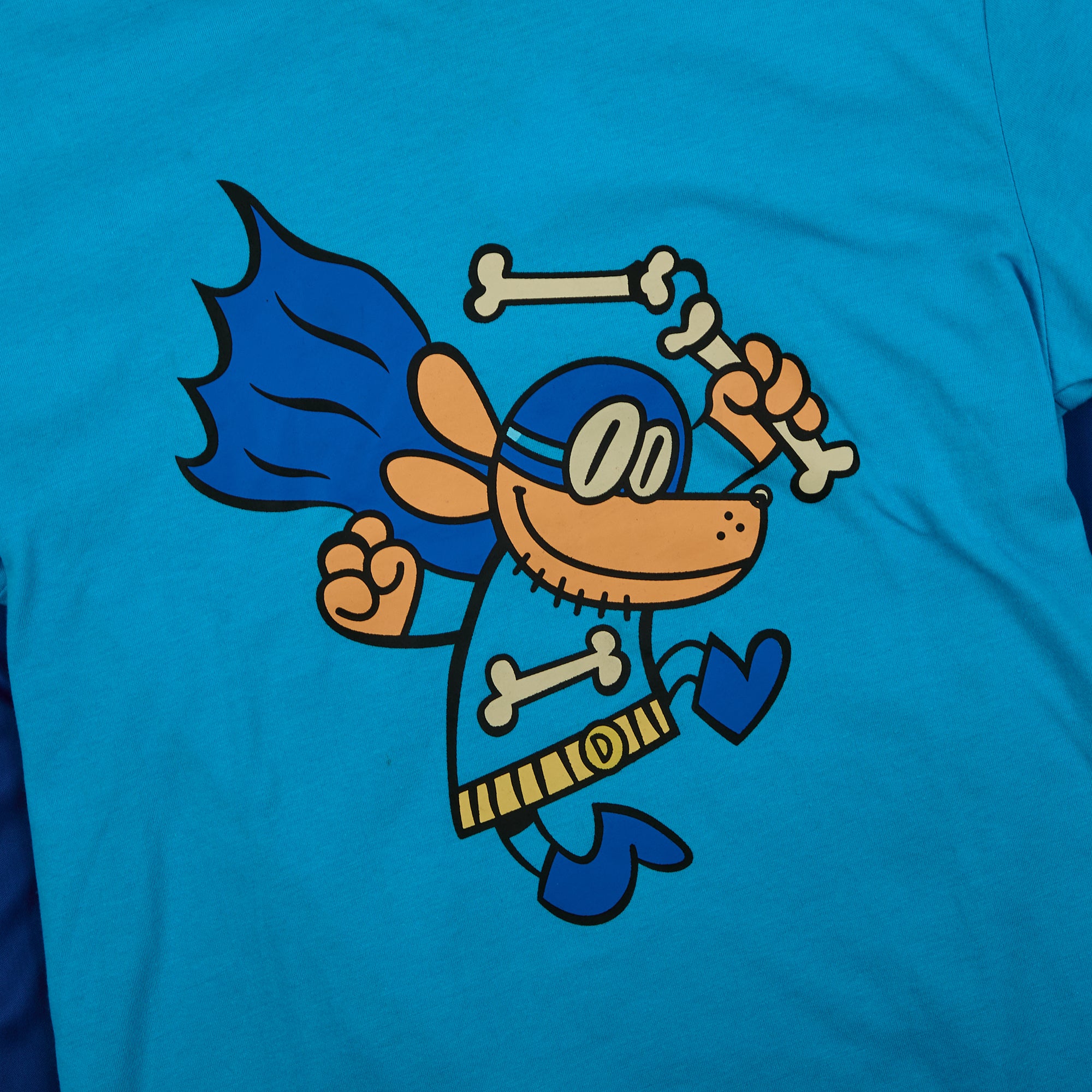 Dog Man Superhero Costume Boy's Blue Crew Neck Short Sleeve T-shirt With Detachable Cape