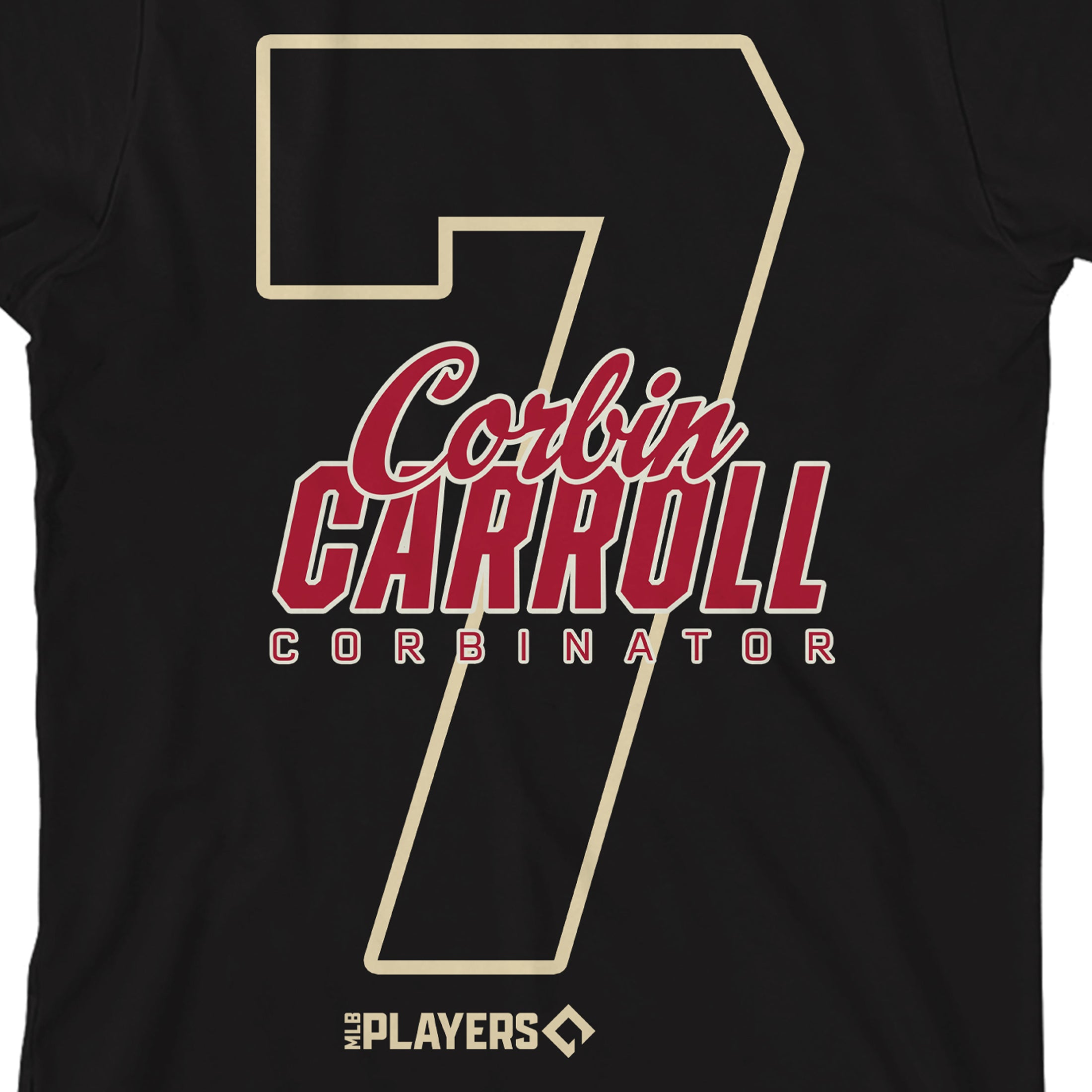 MLBPA Corbin Carroll 7 Youth Black Crew Neck Short Sleeve T-shirt