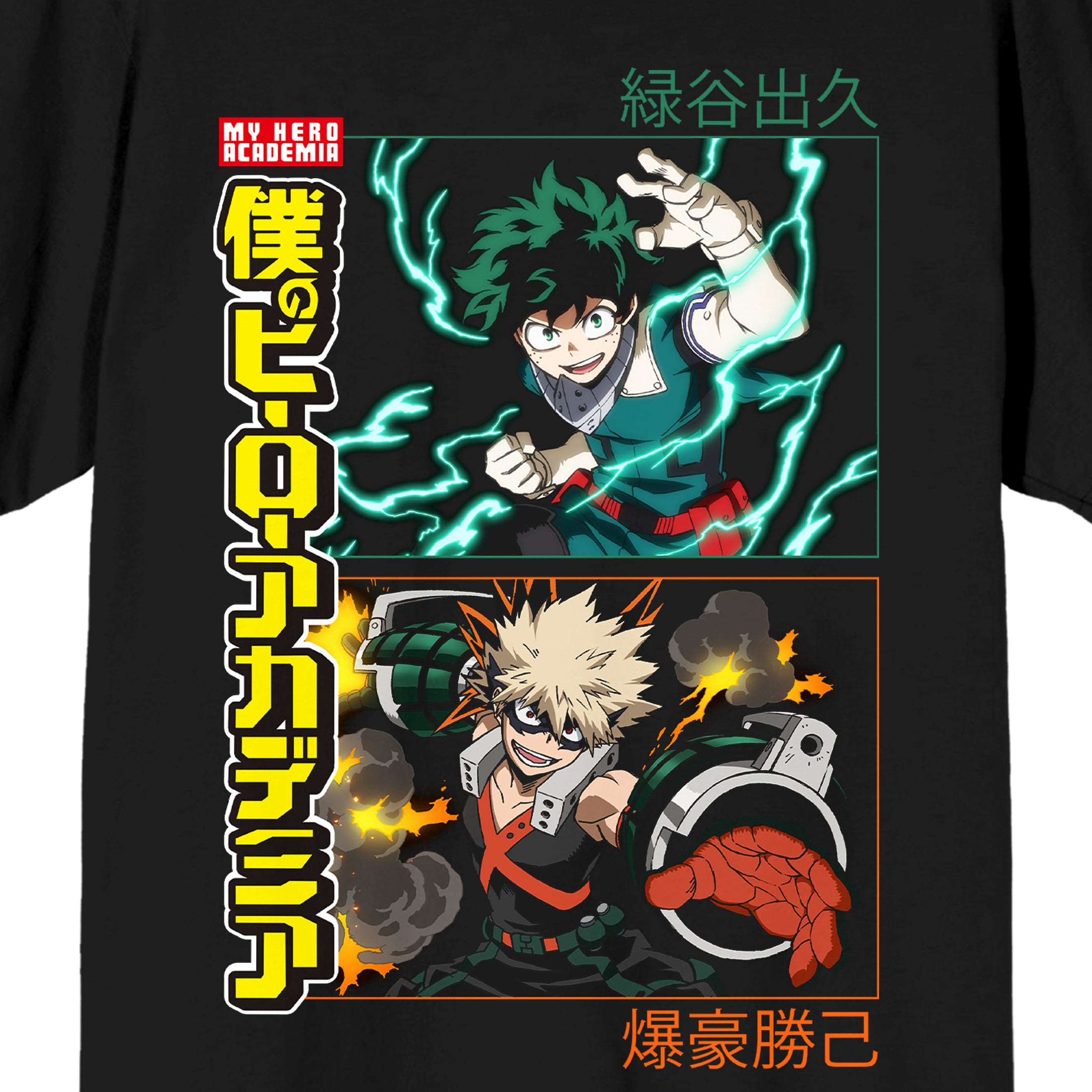 My Hero Academia Deku And Bakugo Crew Neck Short Sleeve Women's Black Crop T-shirt
