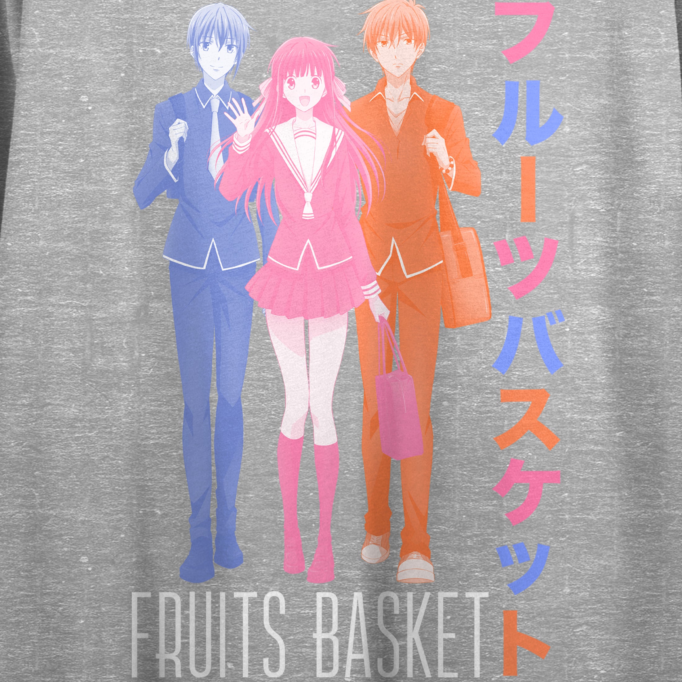 Women's Fruits Basket Anime Character Graphic Print Grey Crop Top Tee Shirt-