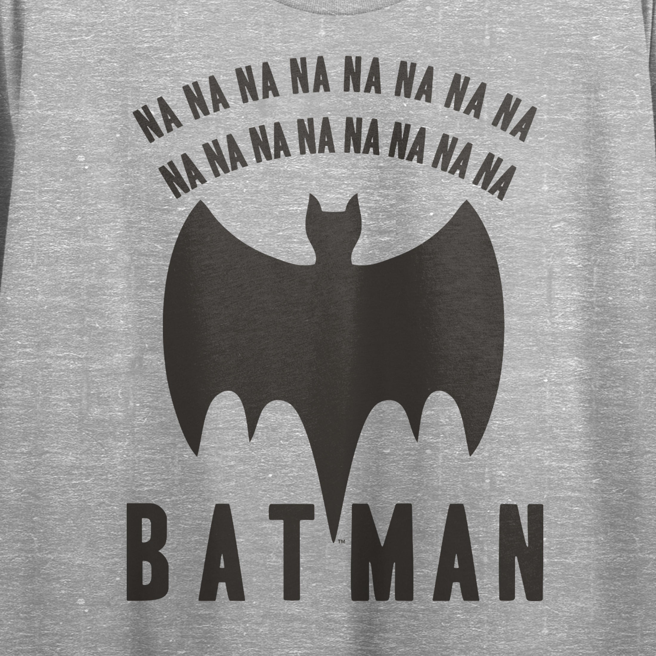Batman Na Na Na Na Bat Logo Women's Athletic Heather Gray Boyfriend Crop Tee