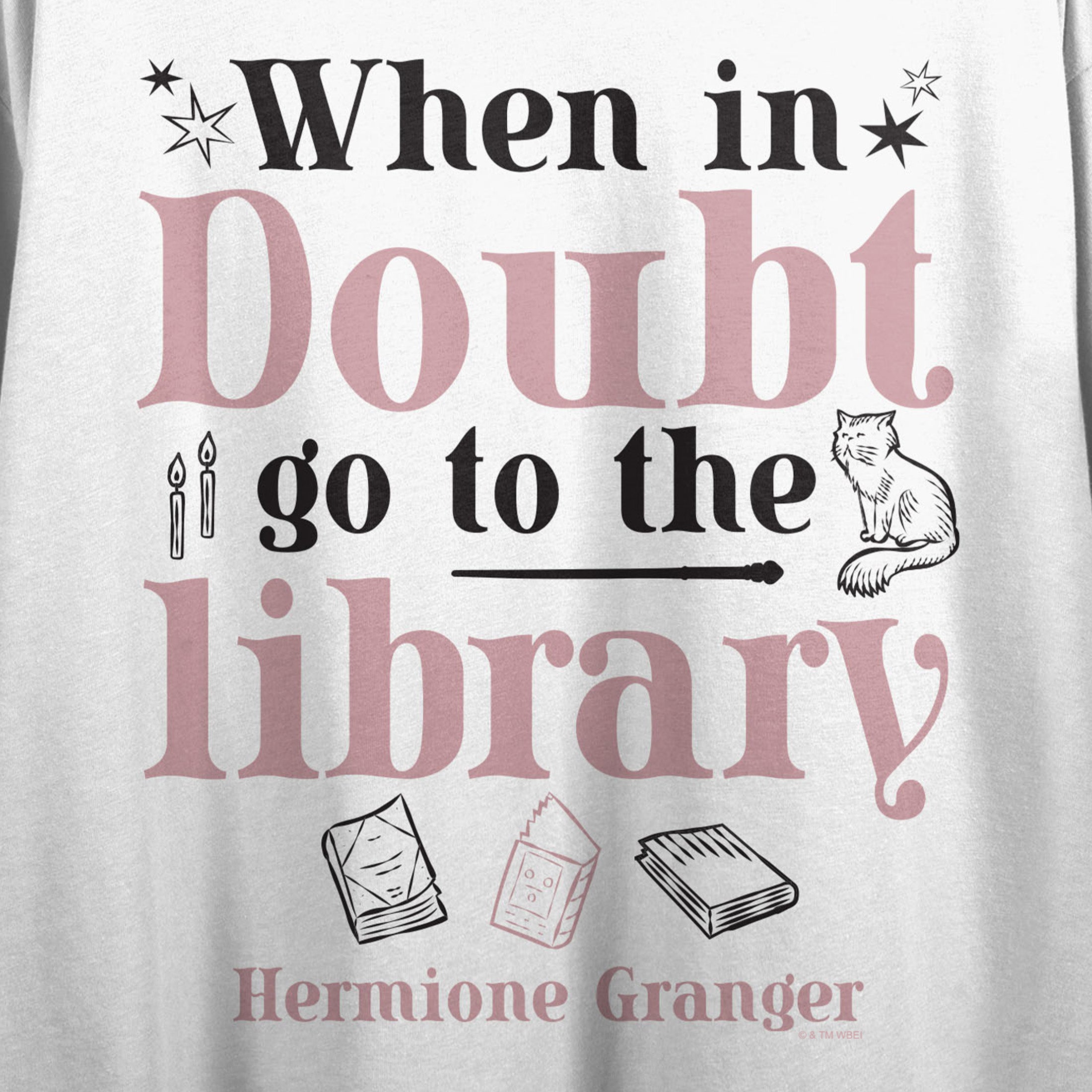 Harry Potter When In Doubt, Go To the Library Women's White Boyfriend Crop Tee